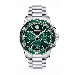 Men's Movado Series 800 Chronograph Watch with Green Dial (Model: 2600179)