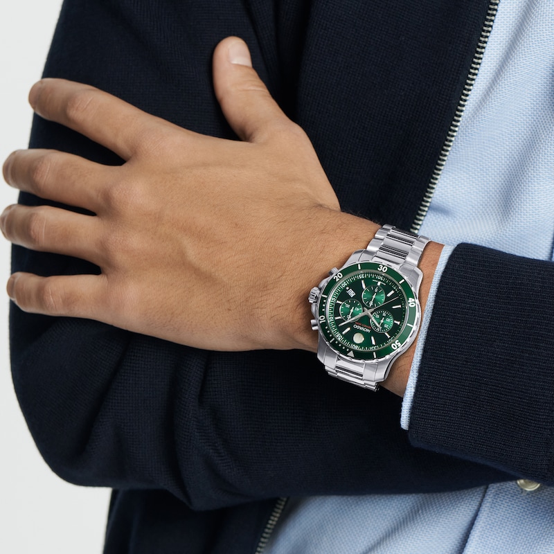 Men's Movado Series 800 Chronograph Watch with Green Dial (Model: 2600179)