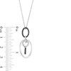 Thumbnail Image 2 of 0.20 CT. T.W. Black and White Diamond Oval Drop Pendant in Sterling Silver