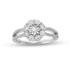 Thumbnail Image 1 of 0.25 CT. T.W. Diamond Floral Composite Split Shank Promise Ring in Sterling Silver