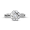 Thumbnail Image 4 of 0.25 CT. T.W. Diamond Floral Composite Split Shank Promise Ring in Sterling Silver