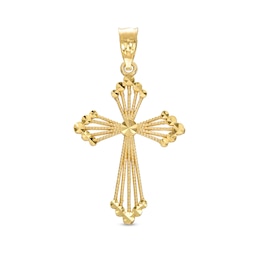 Diamond-Cut Textured Cross Charm in 14K Gold