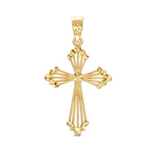 Diamond-Cut Textured Cross Charm in 14K Gold