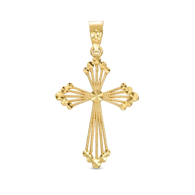 Diamond-Cut Textured Cross Charm in 14K Gold|Peoples Jewellers