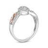 Thumbnail Image 2 of 0.25 CT. T.W. Oval Multi-Diamond Open Shank with Infinity Promise Ring in Sterling Silver and 10K Rose Gold