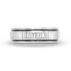Men's Vera Wang Love Collection 0.23 CT. T.W. Baguette Diamond Deep Groove Wedding Band in 14K White Gold