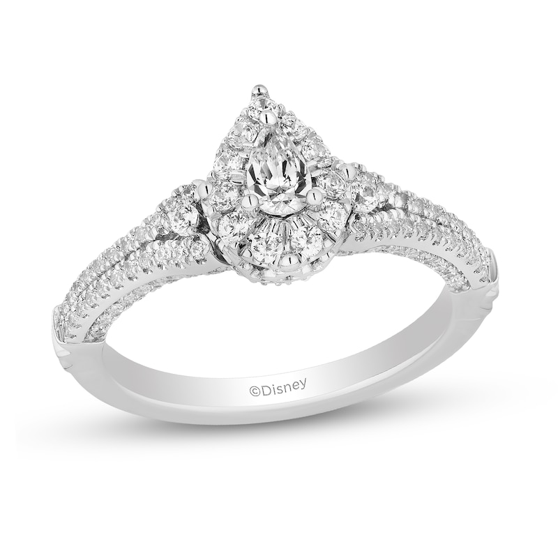 Collector's Edition Enchanted Disney 100th Anniversary 0.69 CT. T.W. Pear Diamond Engagement Ring in 14K White Gold