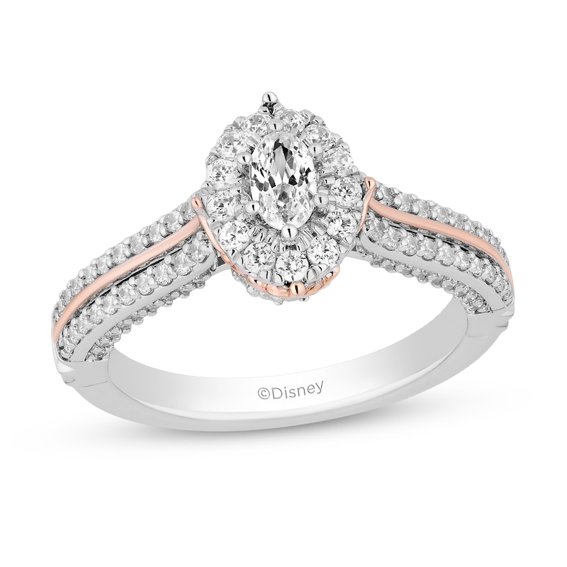 Collector's Edition Enchanted Disney 100th Anniversary 0.95 CT. T.W. Oval Diamond Engagement Ring in 14K Two-Tone Gold
