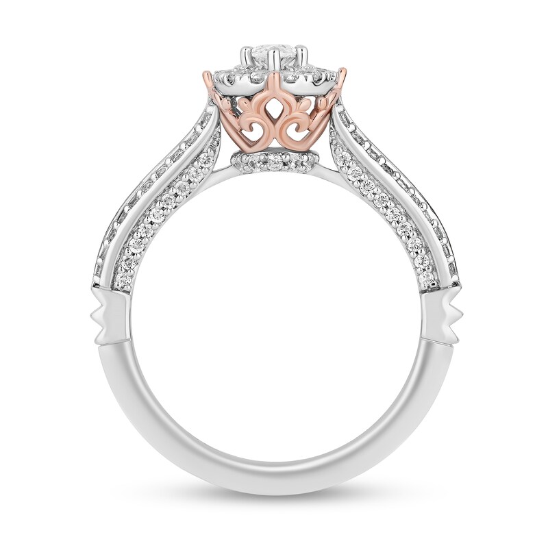 Collector's Edition Enchanted Disney 100th Anniversary 0.95 CT. T.W. Oval Diamond Engagement Ring in 14K Two-Tone Gold