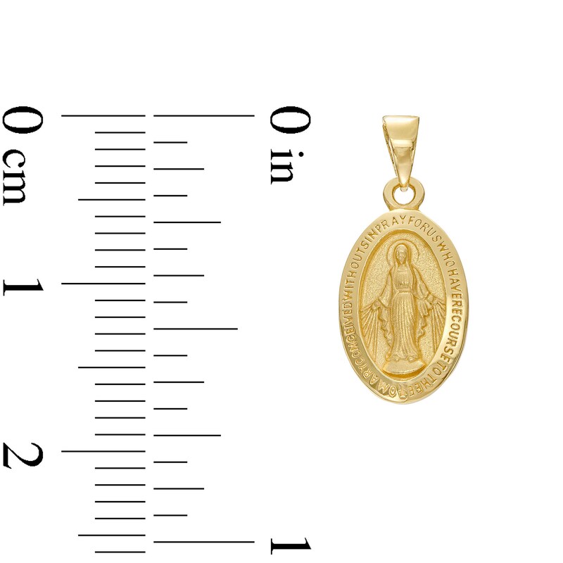 Oval Virgin Mary "Pray for Us" Charm in 14K Gold