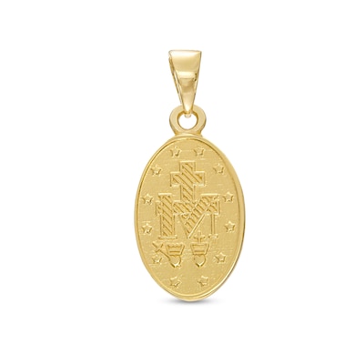 Oval Virgin Mary "Pray for Us" Charm in 14K Gold