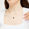 Thumbnail Image 1 of Sideways Emerald-Cut Rhodolite Garnet and Paper Clip Chain Double Strand Necklace in 10K Gold - 17"