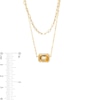 Thumbnail Image 2 of Sideways Emerald-Cut Citrine Double Chain Necklace in 10K Gold - 17"