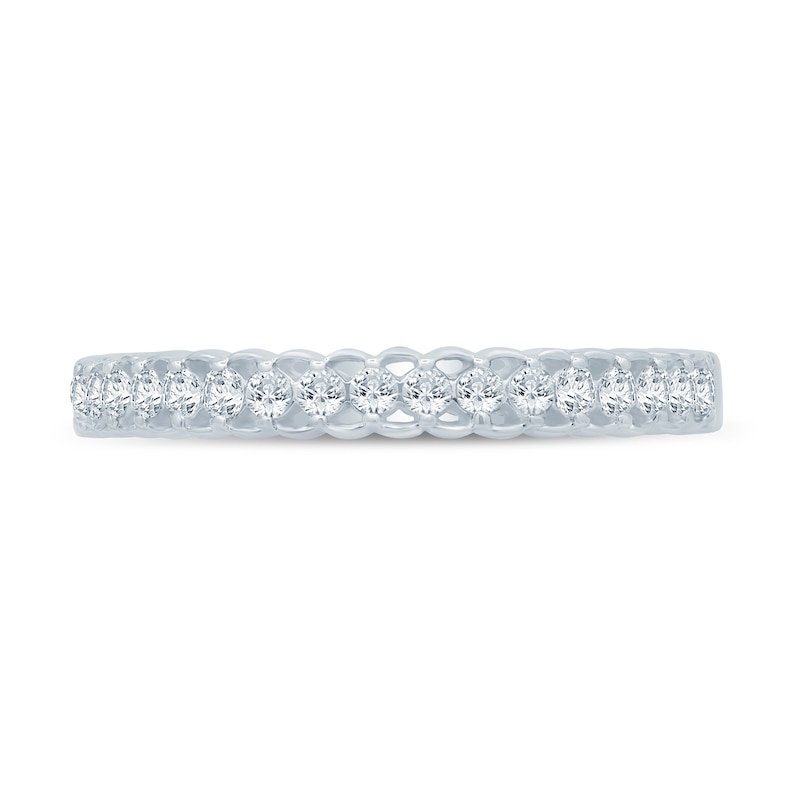 Main Image 4 of 0.23 CT. T.W. Diamond Lattice-Style Stackable Band in 10K White Gold