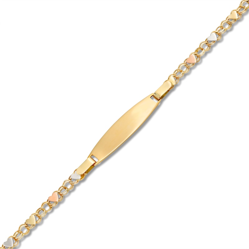 Child's Heart Stampato I.D. Bracelet in 10K Tri-Tone Gold - 6.0"|Peoples Jewellers