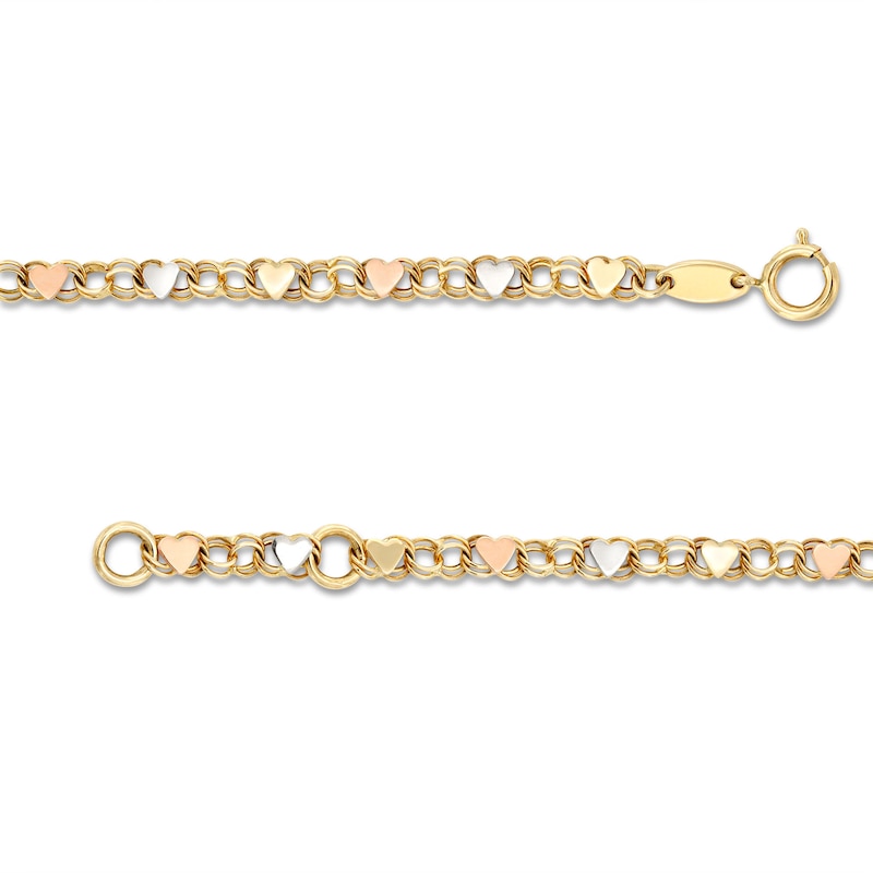 Child's Heart Stampato I.D. Bracelet in 10K Tri-Tone Gold - 6.0"|Peoples Jewellers