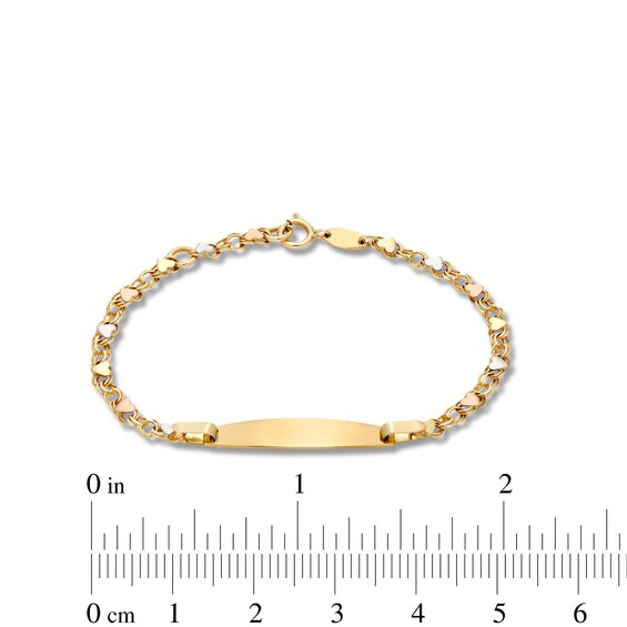 Child's Heart Stampato I.D. Bracelet in 10K Tri-Tone Gold - 6.0"