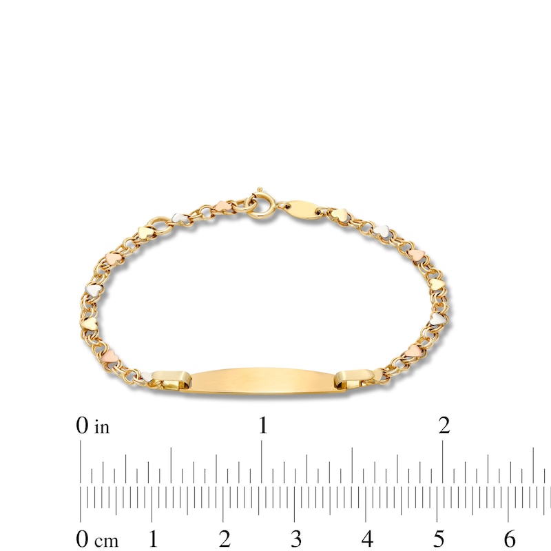 Main Image 3 of Child's Heart Stampato I.D. Bracelet in 10K Tri-Tone Gold - 6.0"