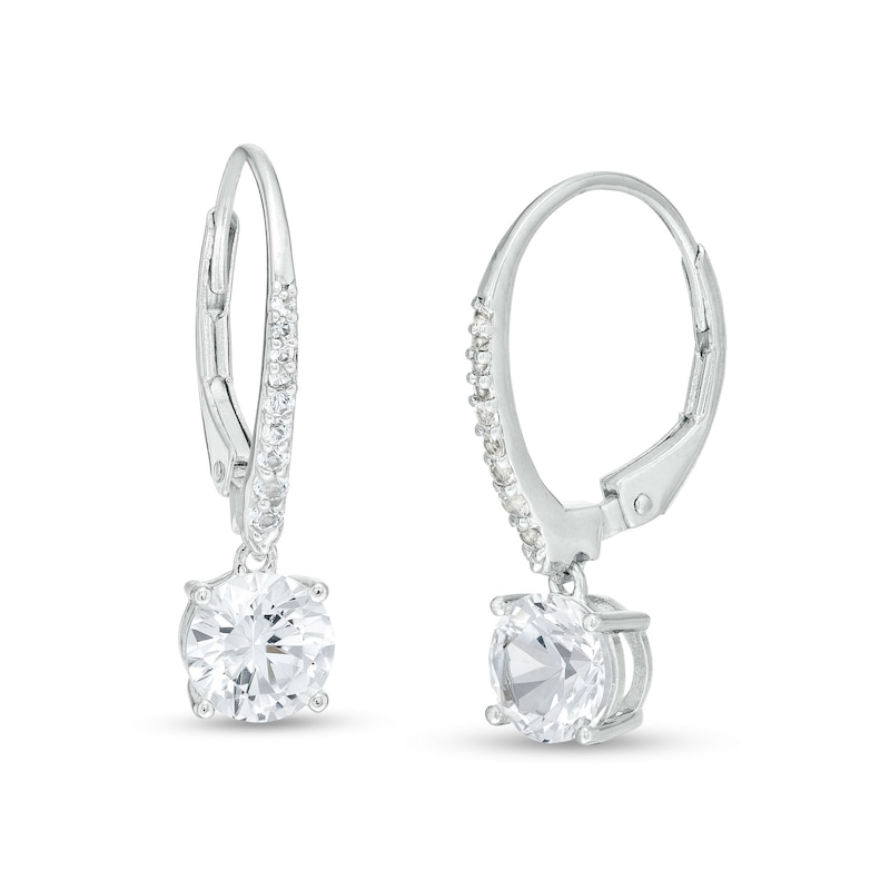 6.25mm White Lab-Created Sapphire Drop Earrings in Sterling Silver|Peoples Jewellers