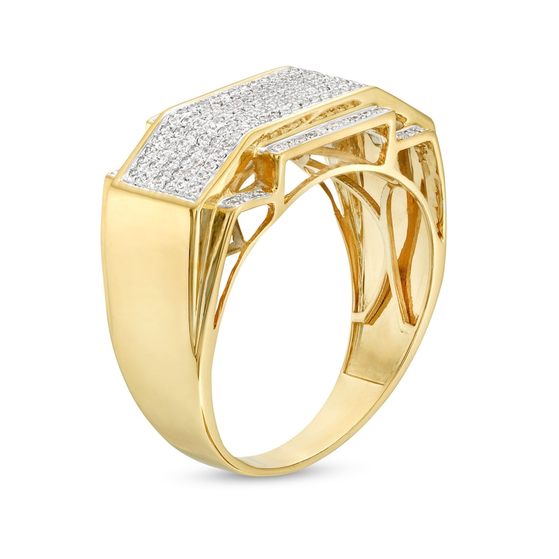 Main Image 3 of 0.50 CT. T.W. Diamond Layered Geometric Ring in 10K Gold