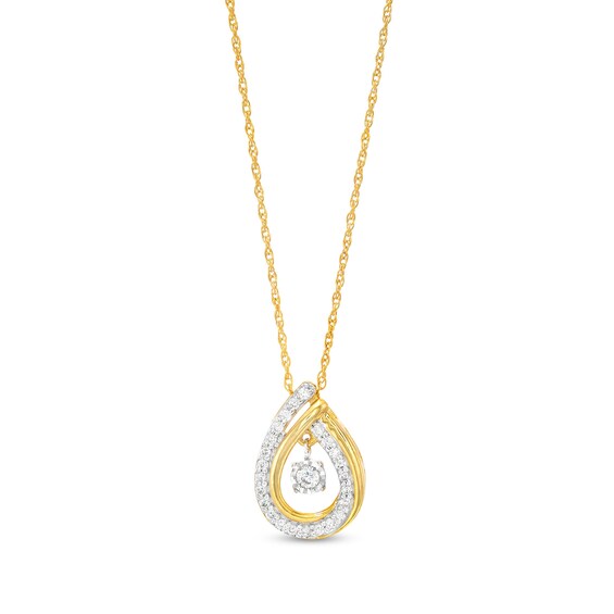 Unstoppable Love™ 0.20 CT. T.W. Diamond Dangle Double Teardrop Pendant in 10K Gold