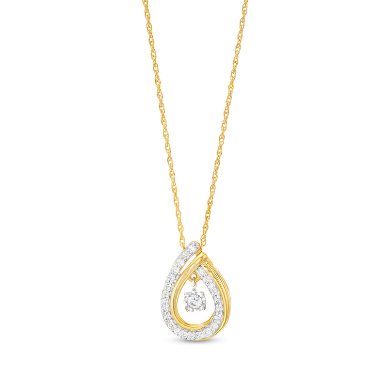 Unstoppable Love™ 0.20 CT. T.W. Diamond Dangle Double Teardrop Pendant in 10K Gold