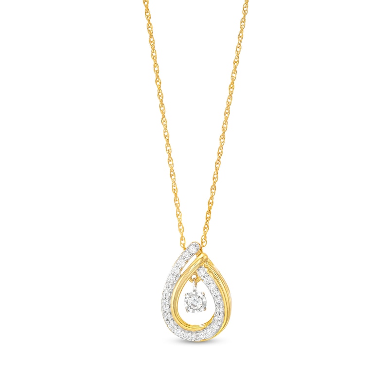 Unstoppable Love™ 0.20 CT. T.W. Diamond Dangle Double Teardrop Pendant in 10K Gold