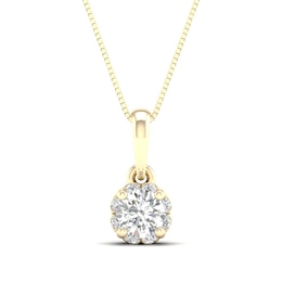 Canadian Certified Centre Diamond 0.25 CT. T.W. Scallop Frame Flower Pendant in 14K Gold (I/I2)