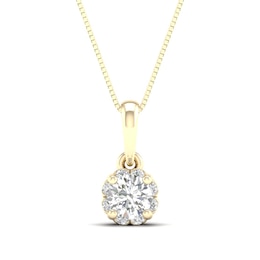 Canadian Certified Centre Diamond 0.25 CT. T.W. Scallop Frame Flower Pendant in 14K Gold (I/I2)