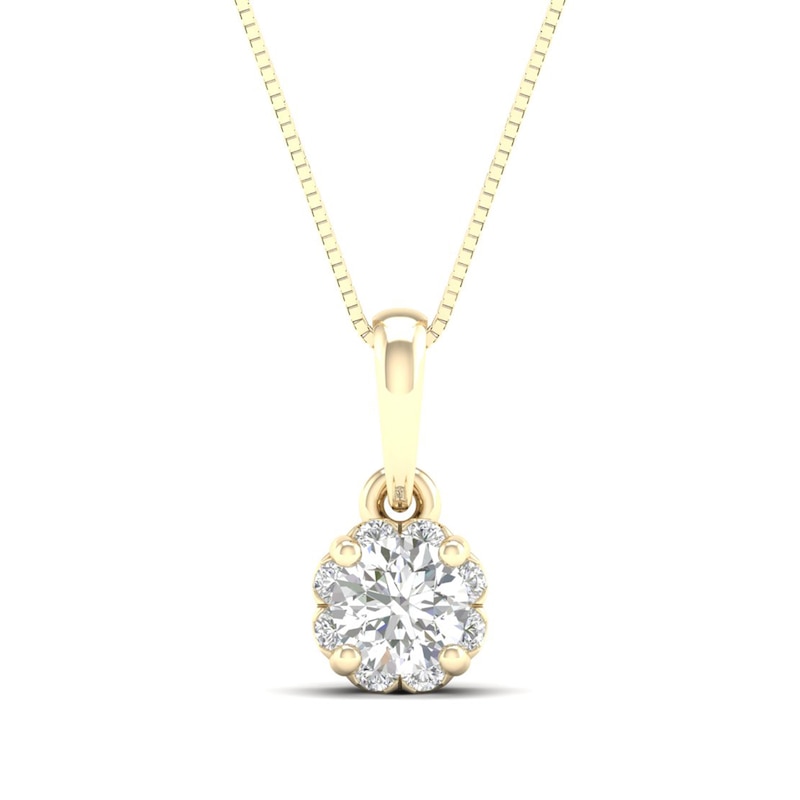 Canadian Certified Centre Diamond CT. T.W. Scallop Frame Flower Pendant in 14K Gold (I/I2)|Peoples Jewellers