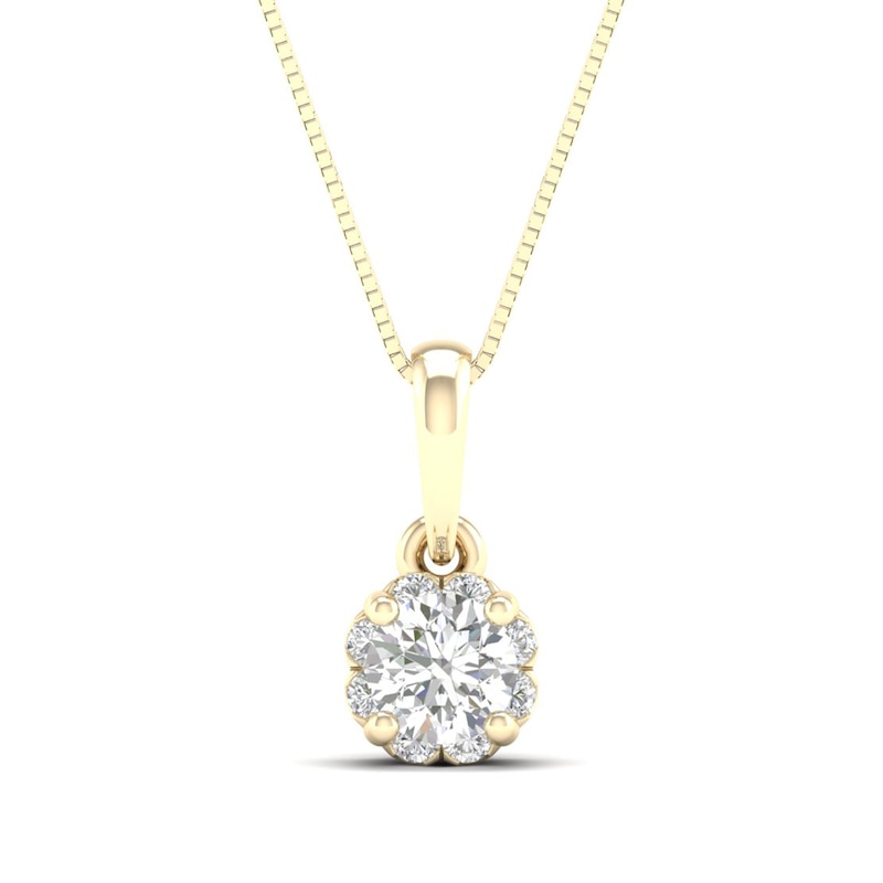 Main Image 1 of Canadian Certified Centre Diamond 0.25 CT. T.W. Scallop Frame Flower Pendant in 14K Gold (I/I2)