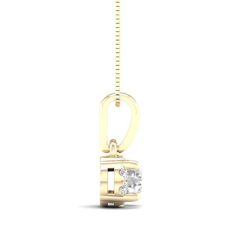 Main Image 2 of Canadian Certified Centre Diamond 0.25 CT. T.W. Scallop Frame Flower Pendant in 14K Gold (I/I2)