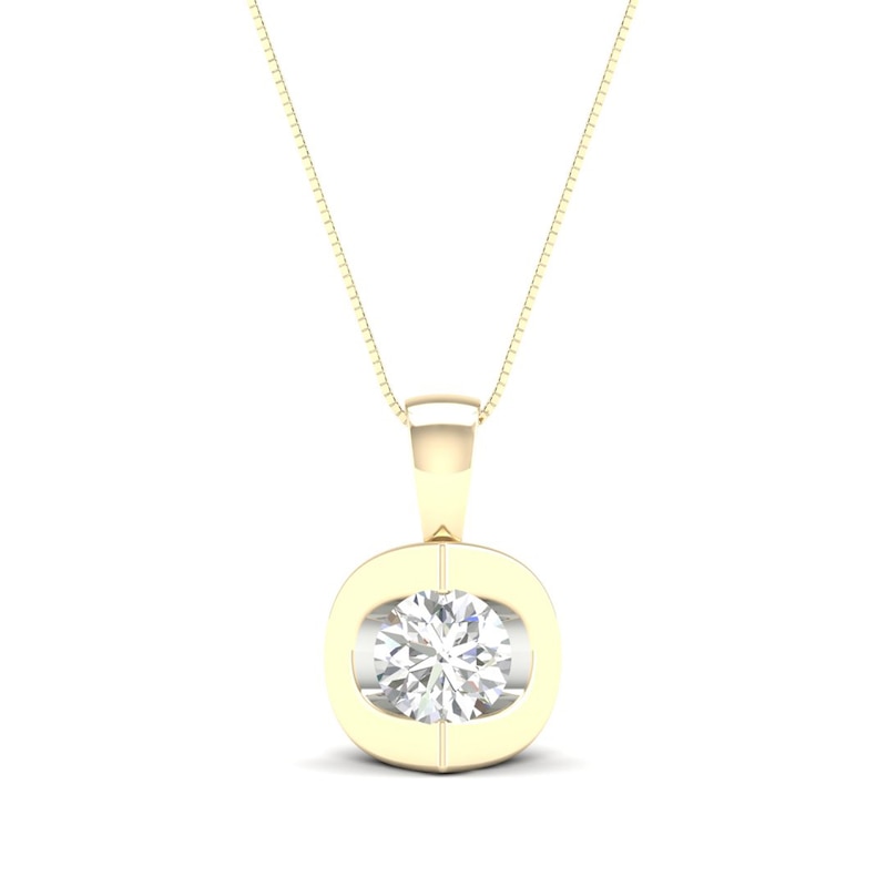 0.30 CT. Canadian Certified Diamond Solitaire Tension-Set Pendant in 14K Gold (I/I2) - 17"