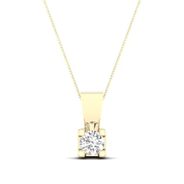 0.10 CT. Canadian Certified Diamond Solitaire Square Block Pendant in 14K Gold (I/I2)