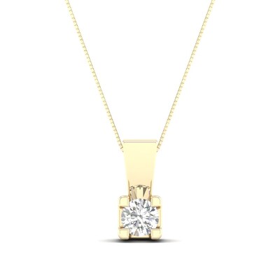 CT. Canadian Certified Diamond Solitaire Square Block Pendant in 14K Gold (I/I2