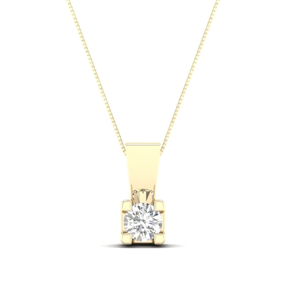 CT. Canadian Certified Diamond Solitaire Square Block Pendant in 14K Gold (I/I2