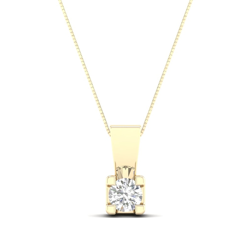 0.10 CT. Canadian Certified Diamond Solitaire Square Block Pendant in 14K Gold (I/I2)