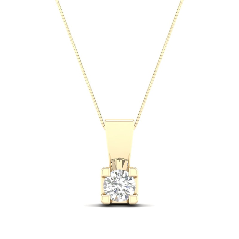 Main Image 1 of 0.10 CT. Canadian Certified Diamond Solitaire Square Block Pendant in 14K Gold (I/I2)