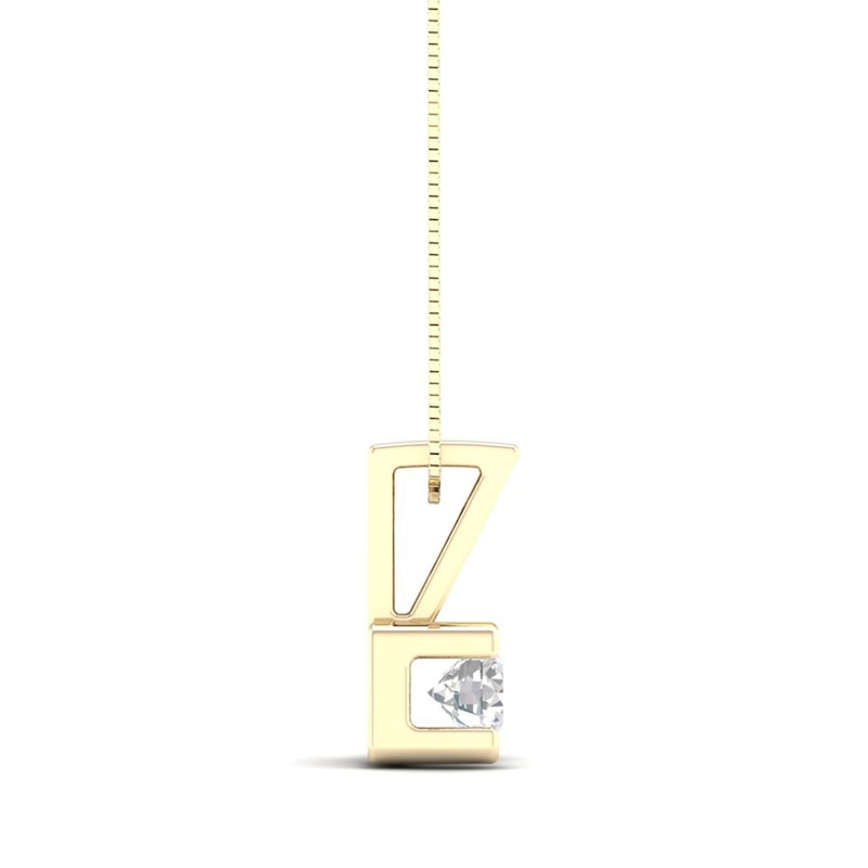 Main Image 2 of 0.10 CT. Canadian Certified Diamond Solitaire Square Block Pendant in 14K Gold (I/I2)