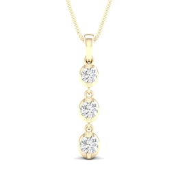 0.25 CT. T.W. Canadian Certified Diamond Linear Trio Tension-Set Pendant in 14K Gold (I/I2) - 17&quot;