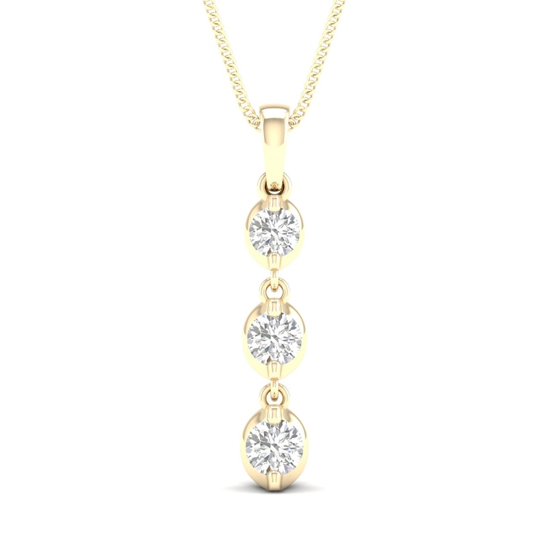 Main Image 1 of 0.25 CT. T.W. Canadian Certified Diamond Linear Trio Tension-Set Pendant in 14K Gold (I/I2) - 17"