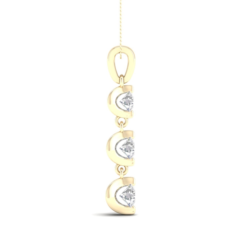 Main Image 2 of 0.25 CT. T.W. Canadian Certified Diamond Linear Trio Tension-Set Pendant in 14K Gold (I/I2) - 17"