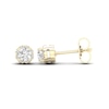 Thumbnail Image 1 of Canadian Certified Centre Diamond 0.50 CT. T.W. Scallop Frame Flower Stud Earrings in 14K Gold (I/I2)