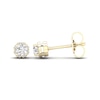 Thumbnail Image 1 of Canadian Certified Centre Diamond 0.30 CT. T.W. Scallop Frame Flower Stud Earrings in 14K Gold (I/I2)