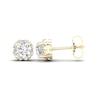 Thumbnail Image 0 of Canadian Certified Centre Diamond 1.00 CT. T.W. Scallop Frame Flower Stud Earrings in 14K Gold (I/I2)