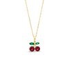 Thumbnail Image 1 of Garnet and Marquise Lab-Created Emerald Cherries Pendant in 10K Gold