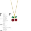 Thumbnail Image 3 of Garnet and Marquise Lab-Created Emerald Cherries Pendant in 10K Gold