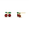 Thumbnail Image 1 of Garnet and Marquise Lab-Created Emerald Cherries Stud Earrings in 10K Gold