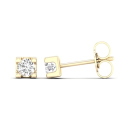 0.25 CT. T.W. Canadian Certified Diamond Solitaire Square Block Stud Earrings in 14K Gold (I/I2)