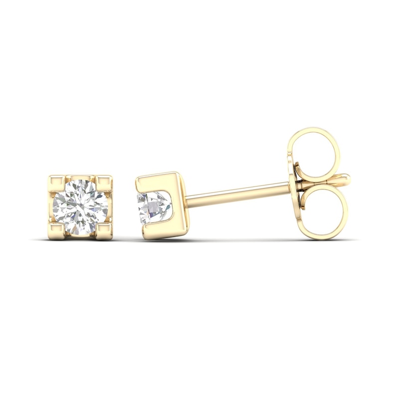 CT. T.W. Canadian Certified Diamond Solitaire Square Block Stud Earrings in 14K Gold (I/I2)|Peoples Jewellers